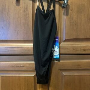 Solid Black Swimsuit with Crossed Straps